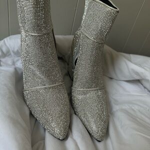 Elegant Silver Rhinestone Women's Boots